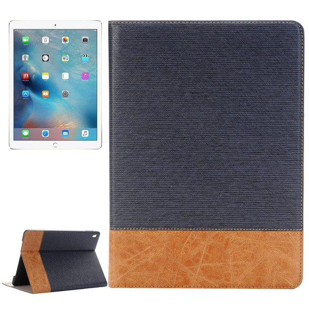 Cross Texture Horizontal Flip Leatherette Case with Holder & Card Slots & Wallet for iPad Pro 9.7 inch(Dark Blue)