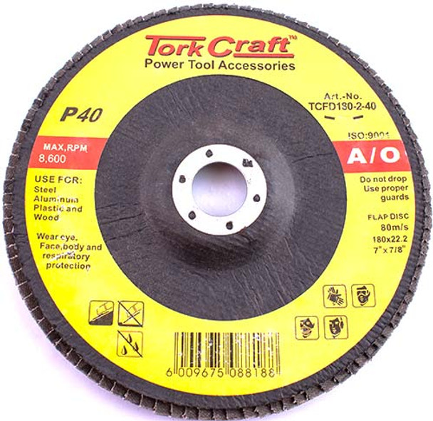 FLAP DISC 180MM 15 DEG.ANGLE 40GRIT A/O