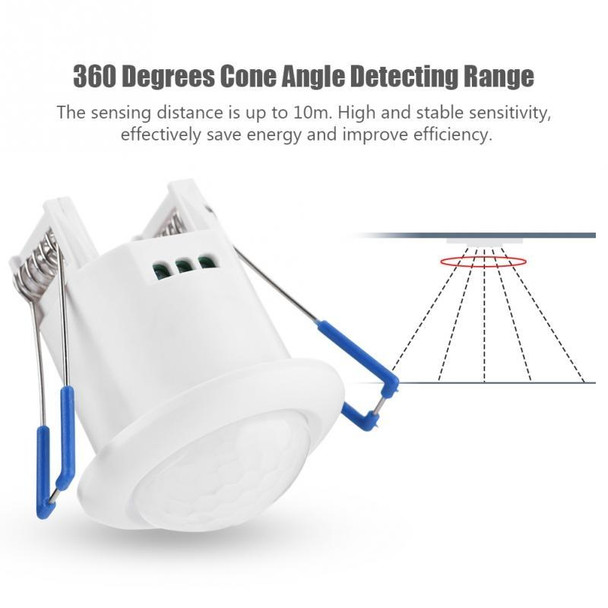 Mini Embedded Infrared Motion Sensor Detector Light Switch 360 Degree PIR Detection