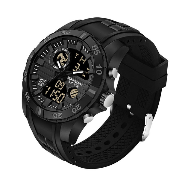 SANDA 791 Watch Genuine Fashion Sports Multifunction Electronic Watch Popular Men luminous Wrist Watch(Black)