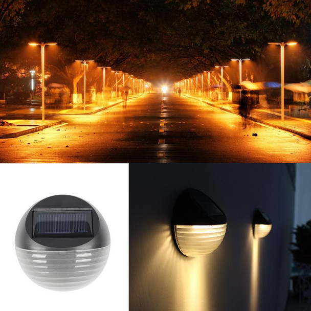 2 PCS Solar Power Light Sensor 6 Energy Saving Lamp LED Wall Light Outdoor Garden Fence Waterproof Lamp Night Light(Warm White)