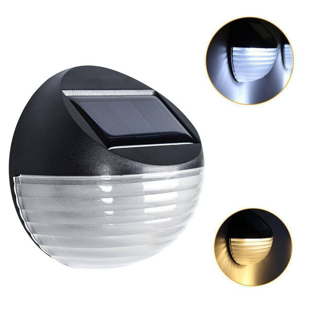 2 PCS Solar Power Light Sensor 6 Energy Saving Lamp LED Wall Light Outdoor Garden Fence Waterproof Lamp Night Light(Warm White)