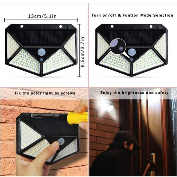 1 PCS  100 LEDs Outdoor Patio Solar Induction Wall Light Adjustable Balcony Garden Lighting Small Street Light
