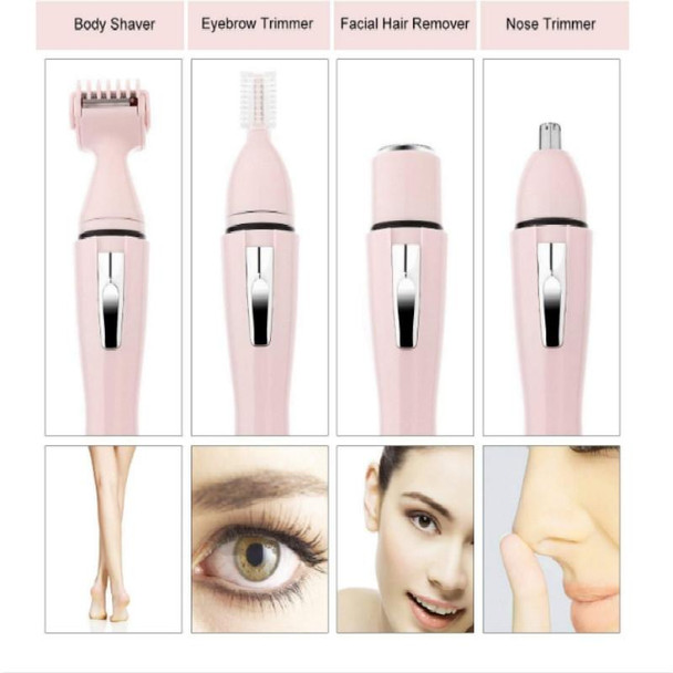 Multifunctional 4 in 1 Electric Ladies Nose Hair Eyebrows Hair Remover(Pink)