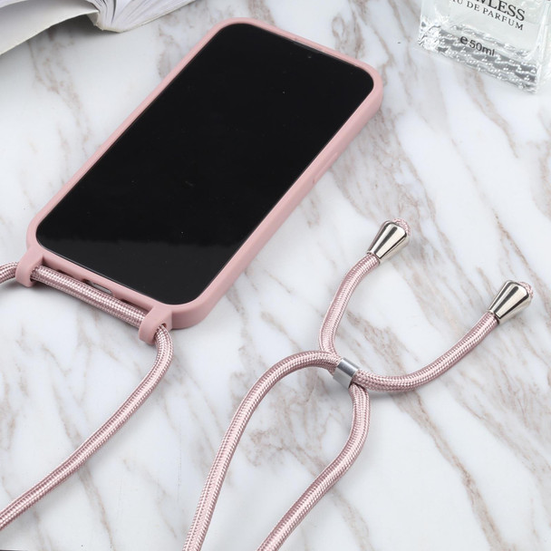 Candy Colors TPU Protective Case with Lanyard - iPhone 13(Rose Gold)