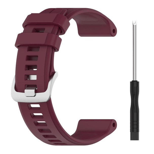 Garmin Fenix 5 Plus 22mm Solid Color Silicone Watch Band(Burgundy)