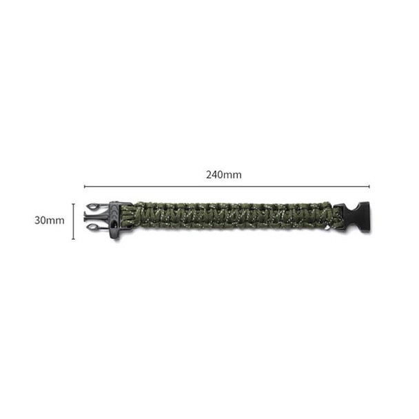 4 PCS Nine-Core Reflective Umbrella Rope Woven Bracelet Survival Whistle Emergency Umbrella Rope Wristband(Army Green)