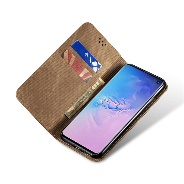 Galaxy S10 Denim Texture Casual Style Horizontal Flip Leather Case with Holder & Card Slots & Wallet(Khaki)