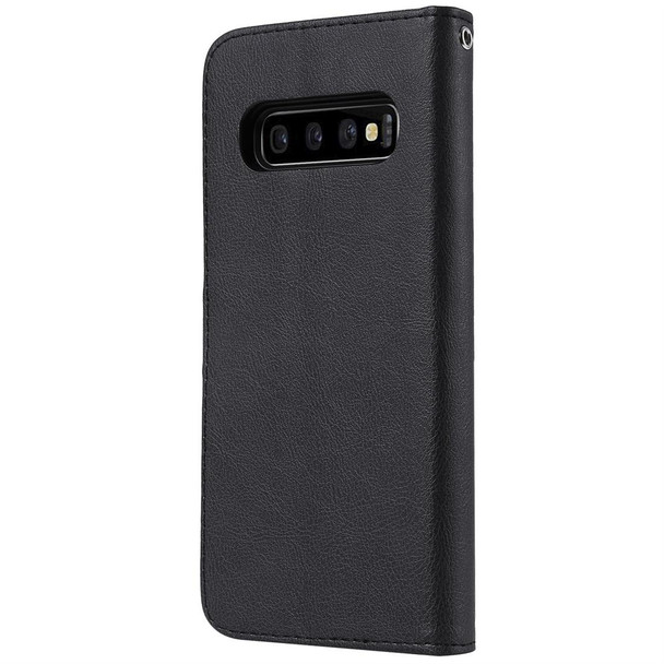Galaxy S10+ Solid Color Horizontal Flip Protective Case with Holder & Card Slots & Wallet & Photo Frame & Lanyard(Black)