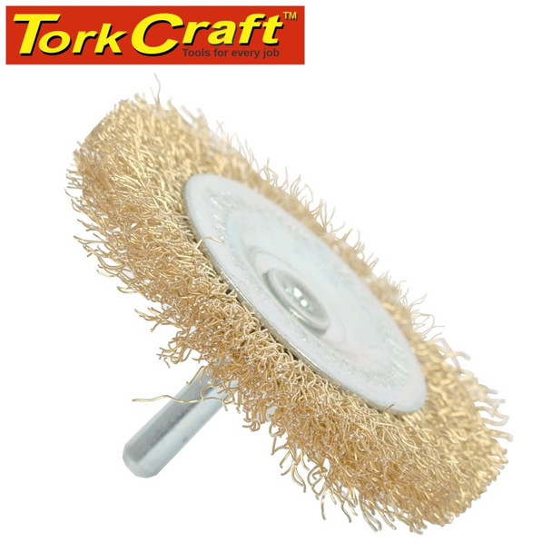 WIRE WHEEL BRUSH 75MM X 6MM SHAFT BLISTER