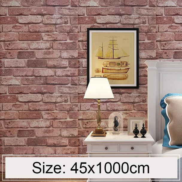 Brown Brick Creative 3D Stone Brick Decoration Wallpaper Stickers Bedroom Living Room Wall Waterproof Wallpaper Roll, Size: 45 x 1000cm