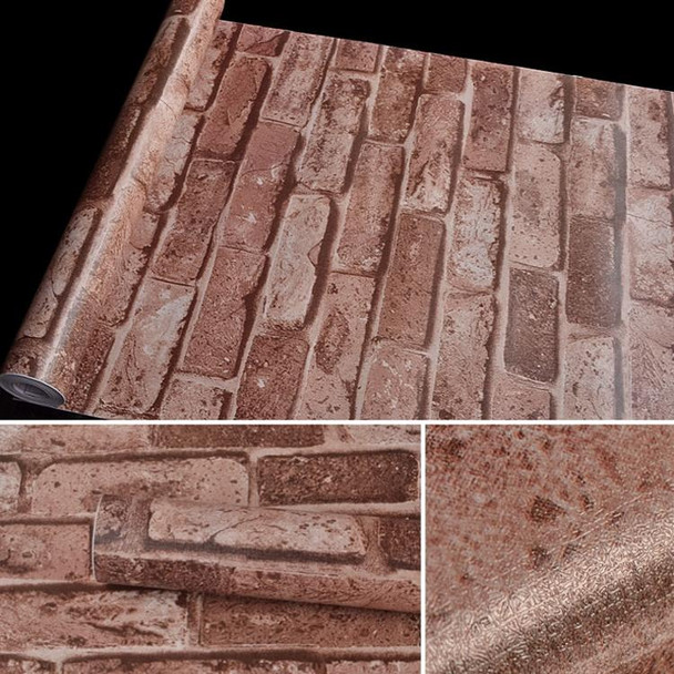 Brown Brick Creative 3D Stone Brick Decoration Wallpaper Stickers Bedroom Living Room Wall Waterproof Wallpaper Roll, Size: 45 x 1000cm