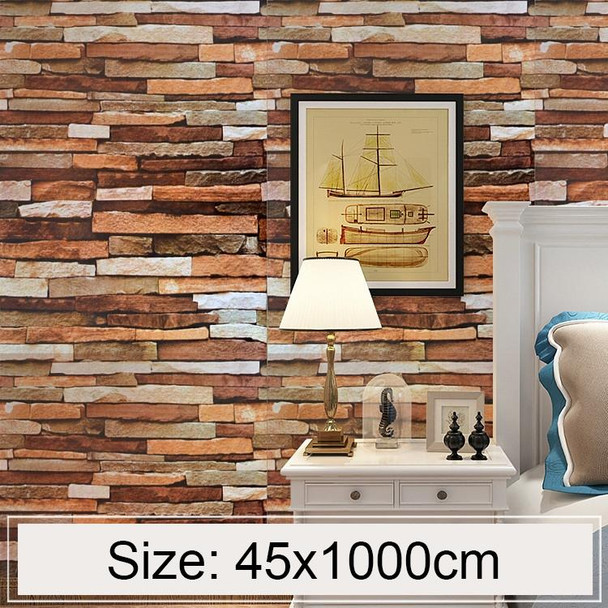 Colorful Shale Creative 3D Stone Brick Decoration Wallpaper Stickers Bedroom Living Room Wall Waterproof Wallpaper Roll, Size: 45 x 1000cm