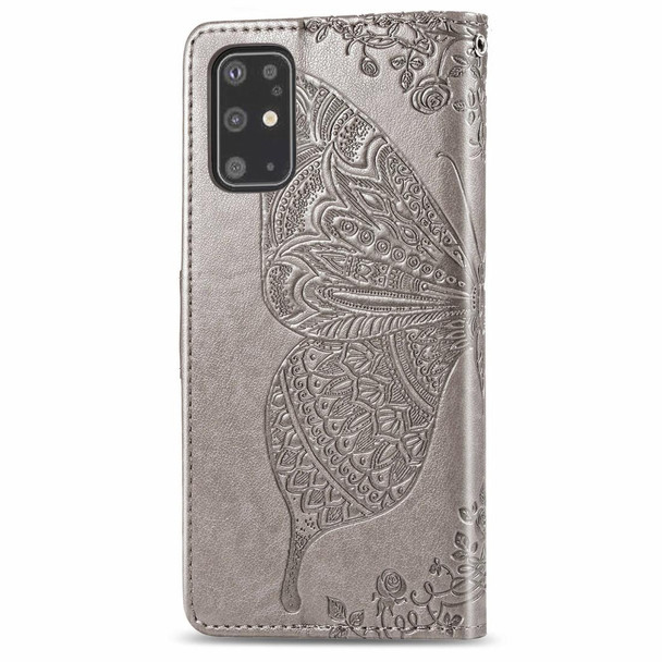 Galaxy S20+ Butterfly Love Flower Embossed Horizontal Flip Leather Case with Bracket / Card Slot / Wallet / Lanyard(Gray)