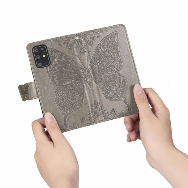 Galaxy S20+ Butterfly Love Flower Embossed Horizontal Flip Leather Case with Bracket / Card Slot / Wallet / Lanyard(Gray)