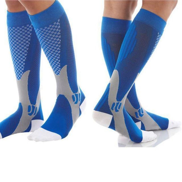 3 Pairs Compression Socks Outdoor Sports Men Women Calf Shin Leg Running, Size:XXL(Blue)