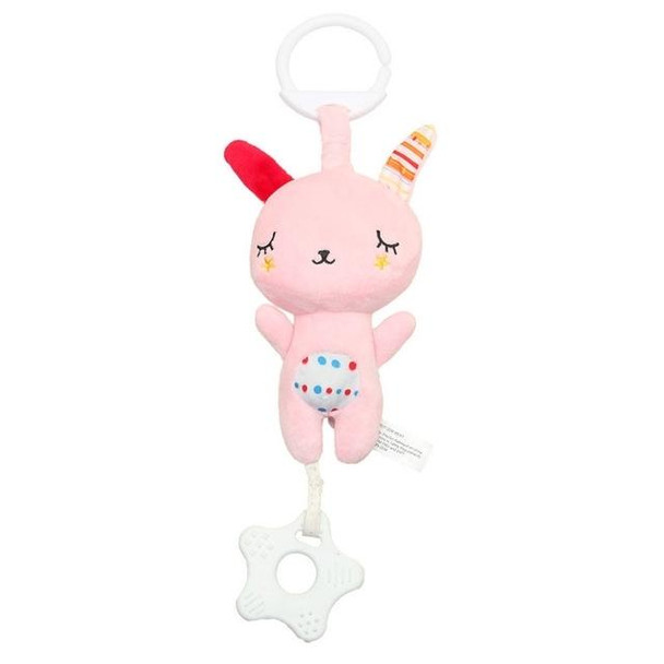 Baby Infant Rattles Plush Cute Animal Hanging Bell Play Toys(Pink)