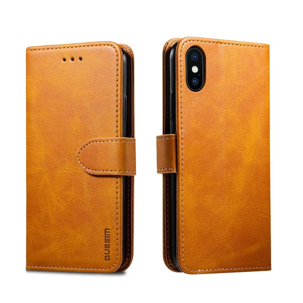 iPhone XS Max GUSSIM Magnetic Horizontal Flip Leather Case with Holder & Card Slots & & Wallet(Yellow)