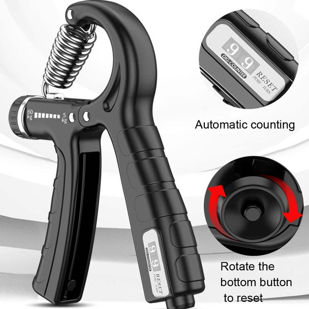 2 PCS 5-60kg Adjustable Mechanical Counting Gripper Finger Strength Training Device(Black)