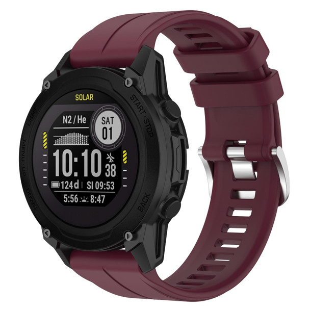 Garmin Descent G1 22mm Solid Color Silicone Watch Band(Burgundy)