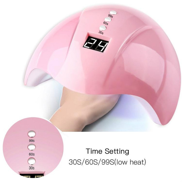 36W UV Led Lamp Nail Dryer 12 Leds for Nail Machine Curing 30s/60s/99s Timer USB Connector(Pink)