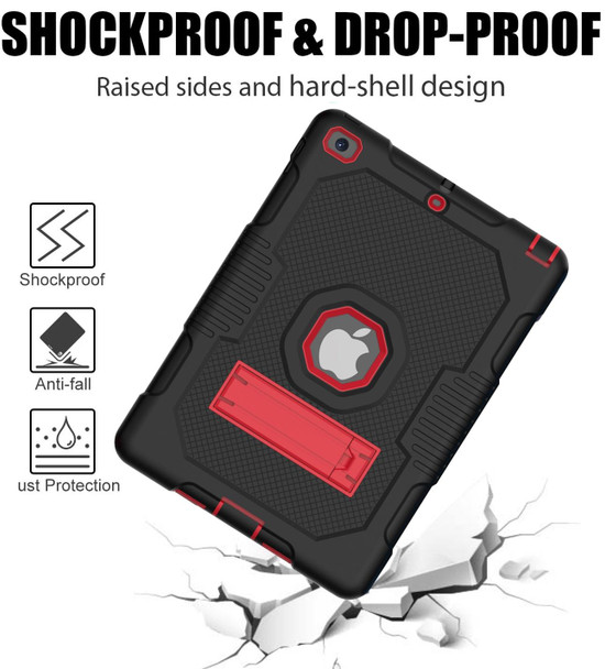 Contrast Color Robot Shockproof Silicone + PC Protective Case with Holder - iPad 9.7 (2017/2018)(Black Red)