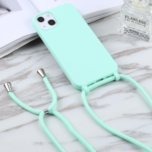 Candy Colors TPU Protective Phone Case with Lanyard - iPhone 14 Pro Max(Mint Green)