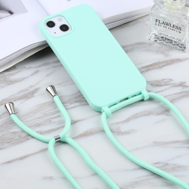 Candy Colors TPU Protective Phone Case with Lanyard - iPhone 14 Max(Mint Green)