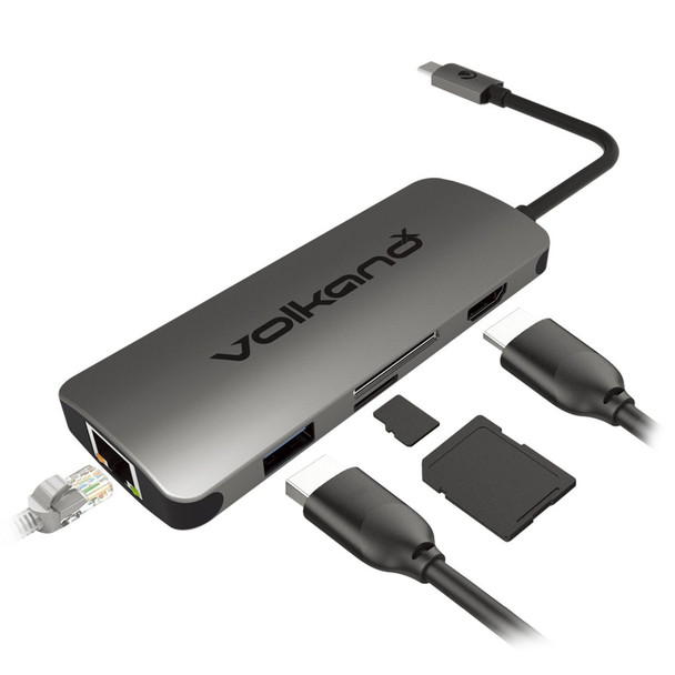 VolkanoX Core Multi Series USB Type C-HDMI+3xUSB 3.0 +LAN+Card Reader+Audio+PD