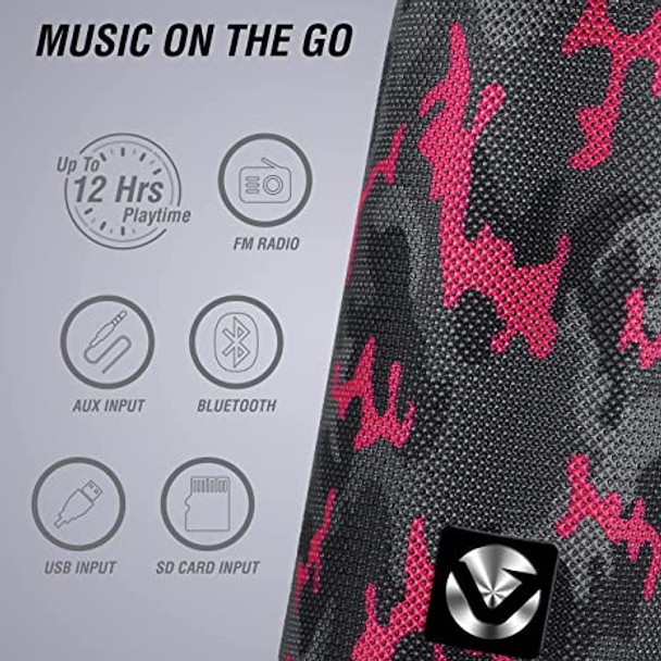 Volkano Stella Series Bluetooth Speaker - Pink Camo Design