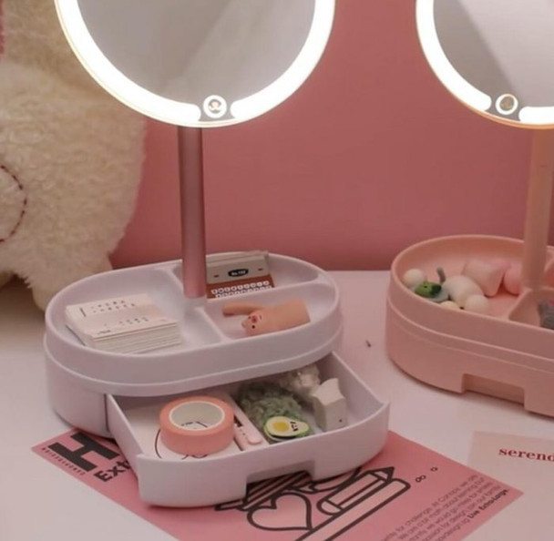 Illuminated Vanity Mirror with Organiser and Adjustable Angles