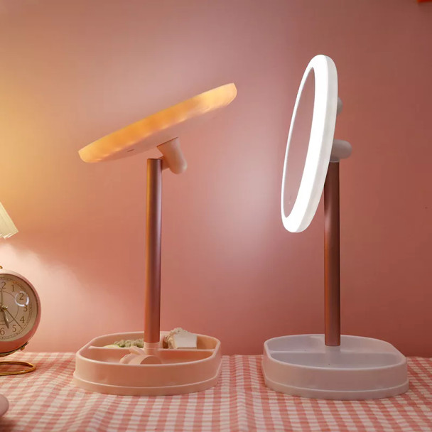 Illuminated Vanity Mirror with Organiser and Adjustable Angles