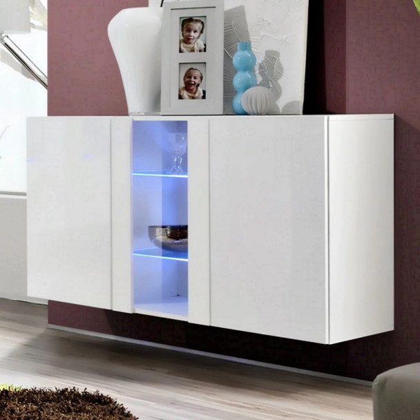 Laressa Floating Sideboard With Shelves And Storage Compartments