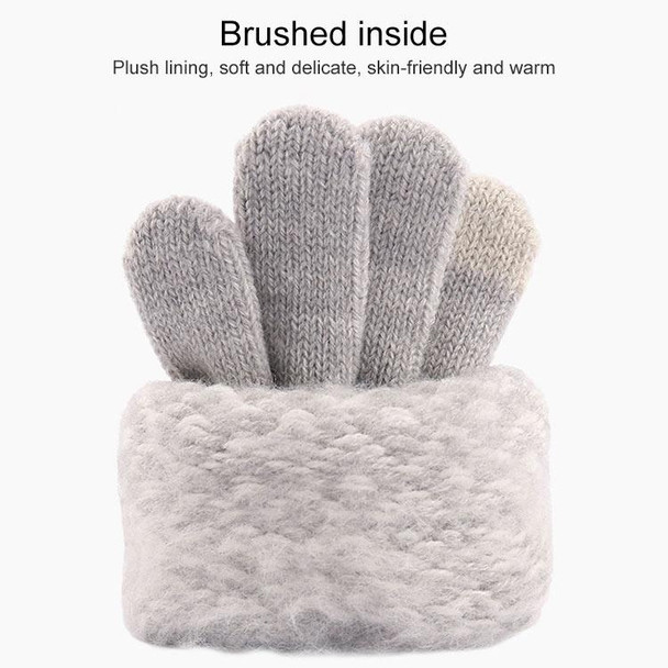 Winter Touch Screen Gloves Women Men Warm Stretch Knit Mittens Imitation Wool Thicken Full Finger Gloves(Yellow)