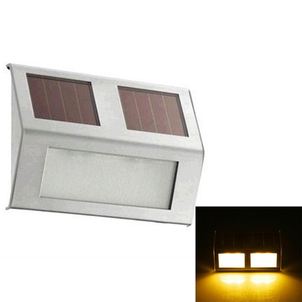 2 LEDs Solar Powered Light Sensor Control IP44 Waterproof LED Wall Lamp Outdoor Patio Yard Pathway Garden Stairs Step Night Security Lighting(Warm Light)