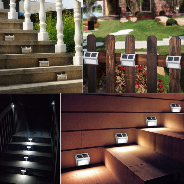 2 LEDs Solar Powered Light Sensor Control IP44 Waterproof LED Wall Lamp Outdoor Patio Yard Pathway Garden Stairs Step Night Security Lighting(Warm Light)