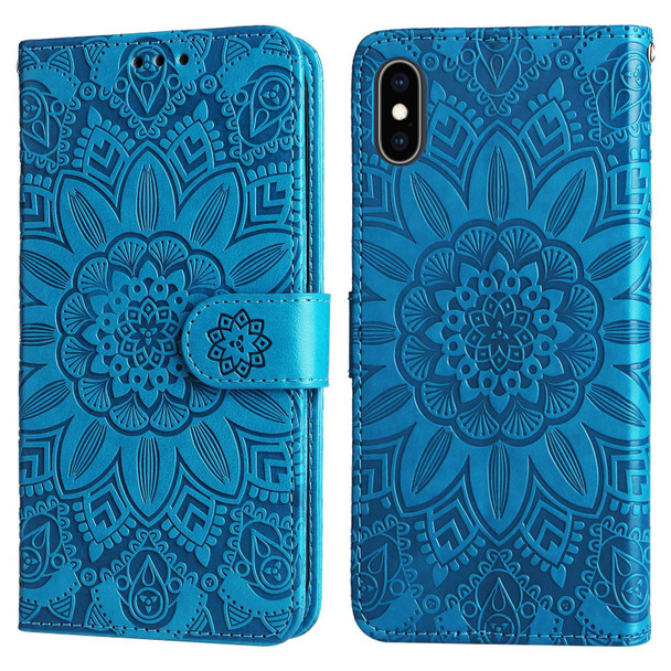 Embossed Sunflower Leatherette Phone Case - iPhone X / XS(Blue)