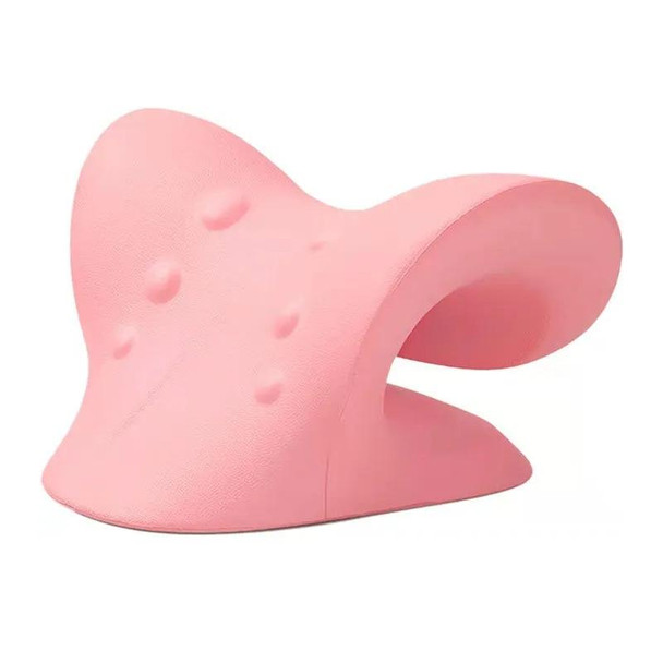 Neck Shoulder Stretcher Relaxer Cervical Chiropractic Traction Device Pillow(Pink)