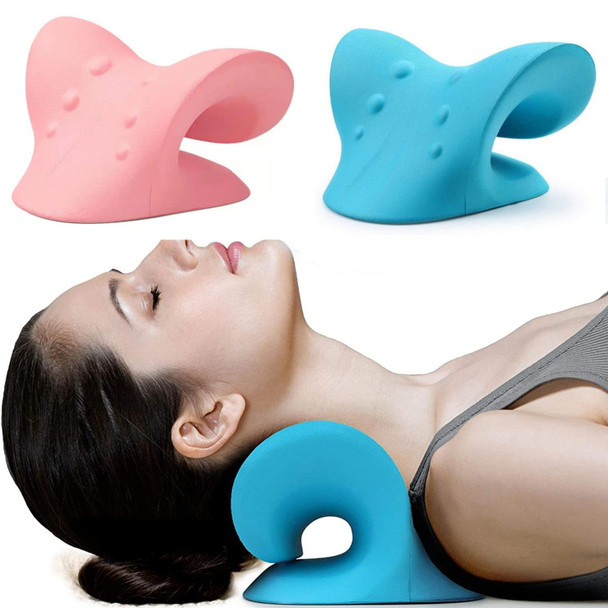 Neck Shoulder Stretcher Relaxer Cervical Chiropractic Traction Device Pillow(Pink)