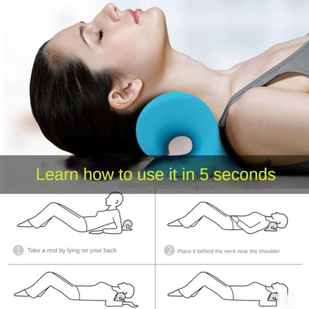 Neck Shoulder Stretcher Relaxer Cervical Chiropractic Traction Device Pillow(Blue)