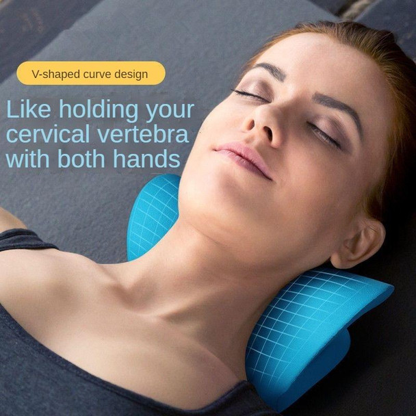 Neck Shoulder Stretcher Relaxer Cervical Chiropractic Traction Device Pillow(Blue)