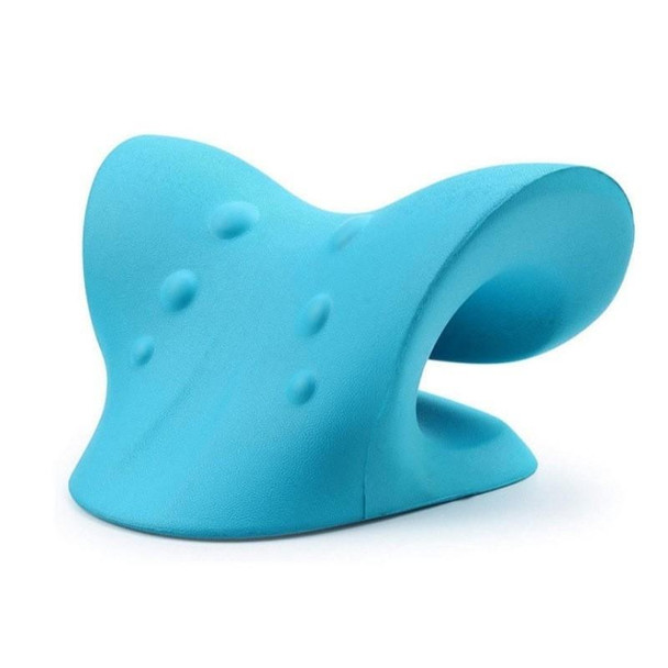 Neck Shoulder Stretcher Relaxer Cervical Chiropractic Traction Device Pillow(Blue)