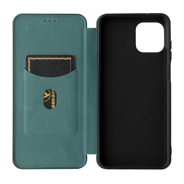 Carbon Fiber Texture Magnetic Horizontal Flip TPU + PC + PU Leatherette Case with Card Slot - Motorola Edge 20 Lite(Green)