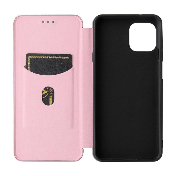 Carbon Fiber Texture Magnetic Horizontal Flip TPU + PC + PU Leatherette Case with Card Slot - Motorola Edge 20 Lite(Pink)