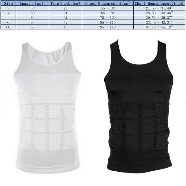 Men Slimming Body Shaper Vest Underwear, Size: XL(White)