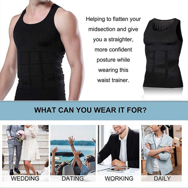 Men Slimming Body Shaper Vest Underwear, Size: XL(White)