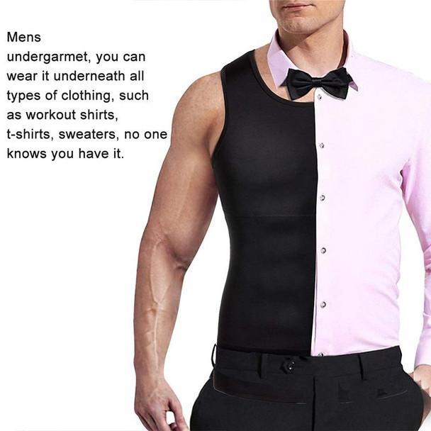 Men Slimming Body Shaper Vest Underwear, Size: XXL(Black)