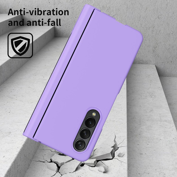 Samsung Galaxy Z Fold4 Macaron Hinge Phone Case with Stylus Pen Fold Edition & Protective Film(Purple)