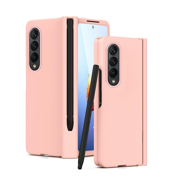 Samsung Galaxy Z Fold4 Macaron Hinge Phone Case with Stylus Pen Fold Edition & Protective Film(Pink)