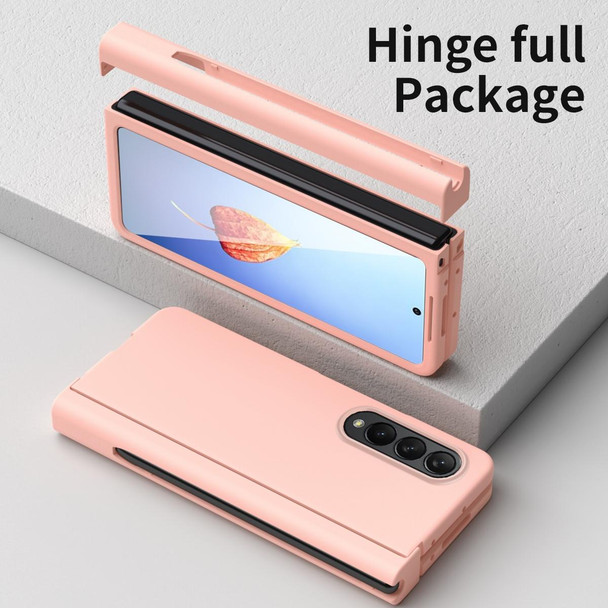 Samsung Galaxy Z Fold4 Macaron Hinge Phone Case with Stylus Pen Fold Edition & Protective Film(Pink)